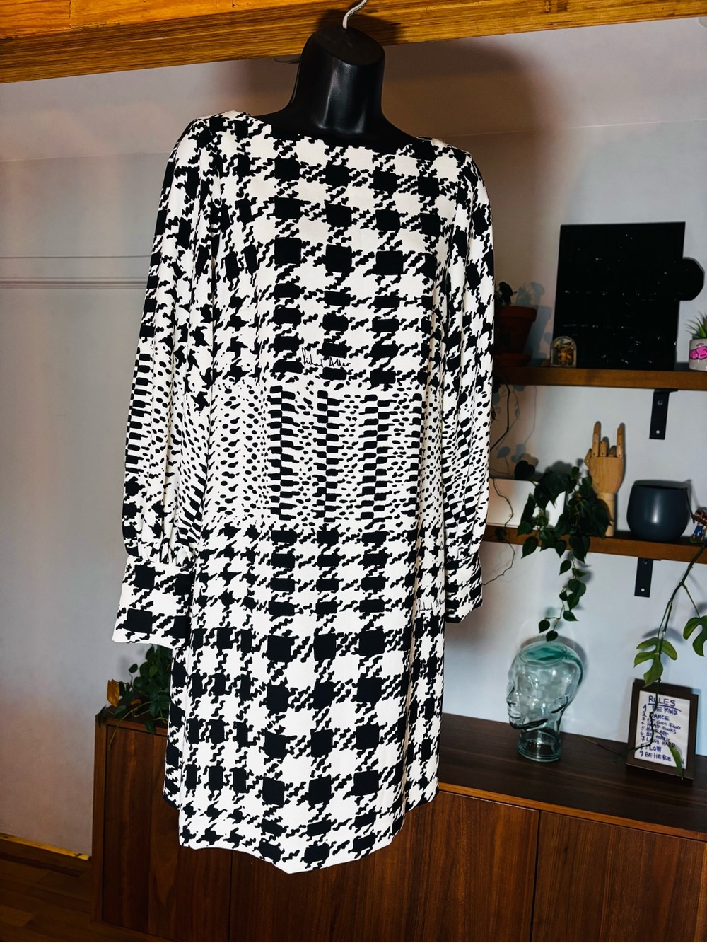 Richard Allan x H&M Houndstooth Shift Dress Size 4 Like New